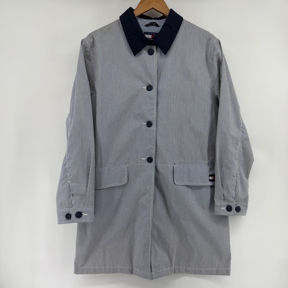 Tommy Hilfiger Jackets & Blazers - Tommy Hilfiger Womens Hickory Stripe Barn Coat Blue White Medium